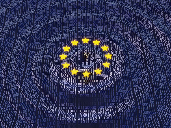 The EU flag made up of binary code